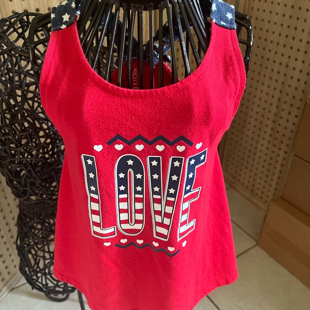 Kids Fourth of July tank top! Size 5T super cute with star straps